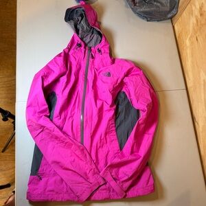 The North Face Women's Fuchsia and Gray Rain Jacket